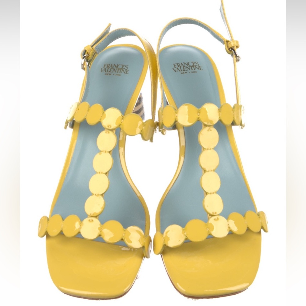 Frances Valentine Kiki Mini Dot Yellow Heels - Size 8.5